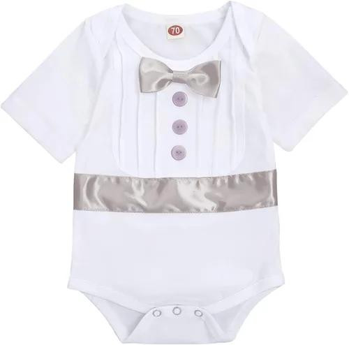 Vista 5 de Conjunto de ropa de 2 piezas para bautizo de bebé y niño, con tirantes, para boda, esmoquin y caballero