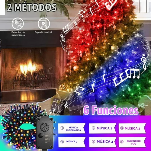 Vista 3 de PEIDUO Luces de Navidad con Música, Controlador de Sensor de Movimiento por Infrarrojos con 6 Modos, Resistente al Agua para Decoración de Fiestas
