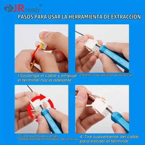 Vista 7 de JRready ST5252 Kit de herramientas de extracción de pasadores para AMP/Molex .062" y 0.093" Pines y conectores de contacto de zócalo, Delphi
