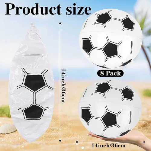 Vista 2 de FOIMAS 8 pelotas de fútbol de playa, pelotas de fútbol inflables de 15 pulgadas para verano, piscina, playa, fiesta, actividades al aire libre negro