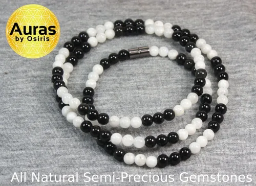 Vista 34 de Collar de cristal de obsidiana negra hecho a mano, collar de cuentas de piedras preciosas naturales auténticas, curación, protección, talismán mala