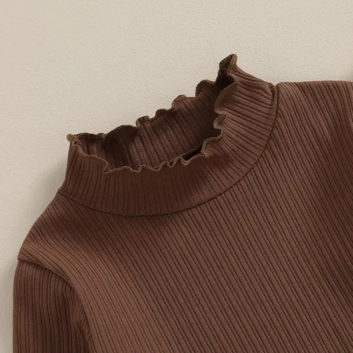 Vista 5 de Camiseta de manga larga cálida para bebés y niñas pequeñas, ropa básica para otoño e invierno