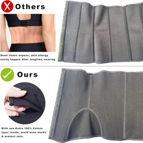 Vista 3 de Entrenador de cintura para mujer corsé debajo del busto faja de látex negra Fajas Colombianas moldeadora de cuerpo