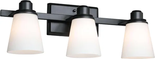 Vista 8 de XiNBEi Lighting XB-W220-3-CH - Lámpara de tocador de baño de cristal ópalo sobre el espejo, 3 lámparas de baño cromadas con vidrio blanco