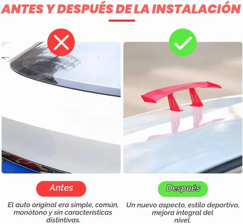 Vista 3 de 3 Pack 6.7 Inch Carbon Fiber Texture Mini Spoiler Wings, Red