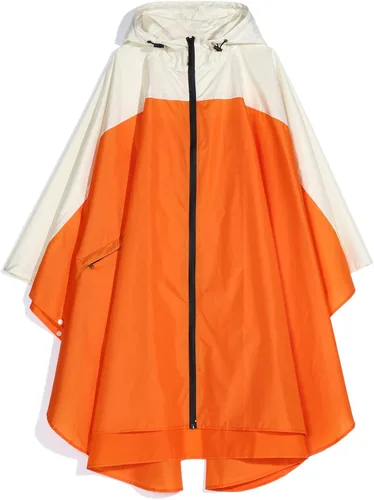 Vista 2 de Spmor Poncho de lluvia impermeable con capucha para adultos con cremallera