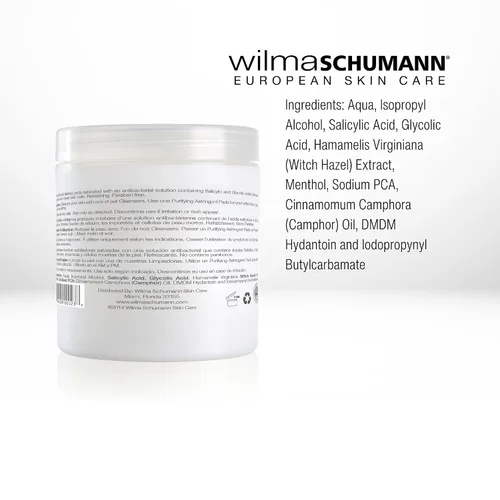 Vista 6 de Wilma Schumann Almohadillas astringentes purificadoras para cara, paquete de 60 – Ideal para pieles grasas y propensas al acné – Almohadillas