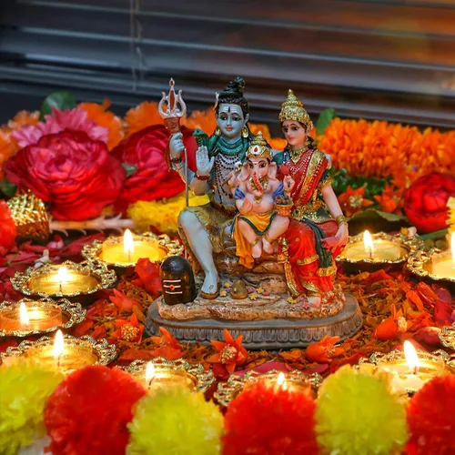 Vista 4 de Estatua de la familia de Dios Shiva de la India, de 6.1 pies de altura, ídolos hindúes Shiva, escultura familiar Ganesh Parvati Murti Moorti Pooja