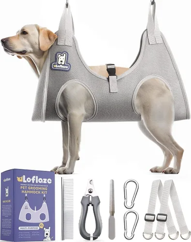 Vista 10 de Loflaze Arnés de Hamaca de Aseo para Perros y Gatos con Cortauñas Recortador de Uñas para Mascotas - Eslinga Colgante para Gatos para Recortar