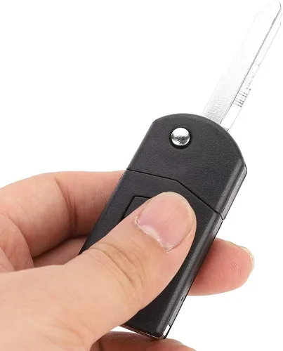 Vista 4 de KIMISS Funda protectora de llave con mando a distancia de 2 botones para automóvil, funda para llavero con control remoto automático para Mazda 3