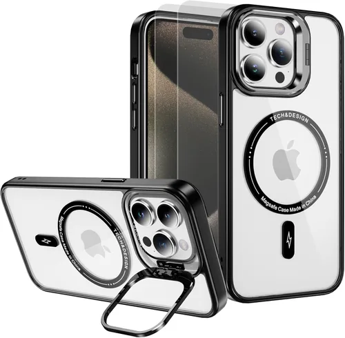 Vista 12 de Funda magnética para iPhone 11 [compatible con MagSafe] con 2 protectores de pantalla de vidrio templado con soporte de anillo, grado militar Azul