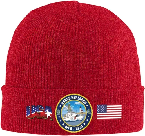 Vista 10 de Uscgc-Key-Largo-Wpb-1324 Beanie Cap Skull Caps Striped Knitted Pullover Hat Winter Warm Hat