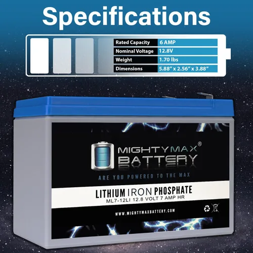 Vista 3 de Mighty Max Battery Batería de repuesto de litio de 12V 7AH compatible con Power Patrol SLA1079, SLA1270-2