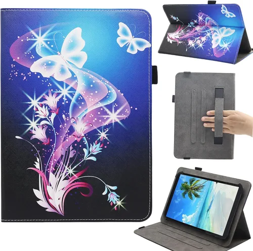 Vista 8 de Funda universal para tablet Android de 7 8 pulgadas, Dluggs soporte de visualización multiángulo con funda y correa de mano para tablet de 7.0-8.5