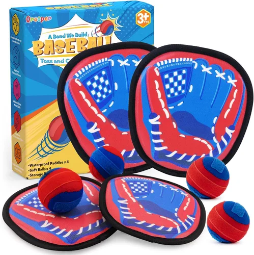 Vista 12 de Juego de pelota de lanzar y atrapar guantes de entrenamiento de béisbol para niños, juguetes de playa para niños de 3, 4, 5, 6, 7, 8 años, regalos