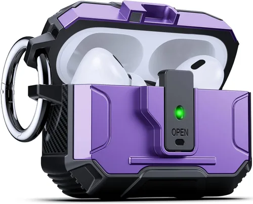 Vista 42 de DASFOND - Funda de armadura para AirPods de 2ª y 1ª generación, carcasa de cuerpo completo de grado militar a prueba de golpes, soporte de carga