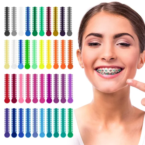 Vista 10 de Annhua Lazos dentales de ligadura de ortodoncia 1040 piezas, bandas de color Ortho Braces Ligadura Lazos elastoméricos O-Rings - Transparente