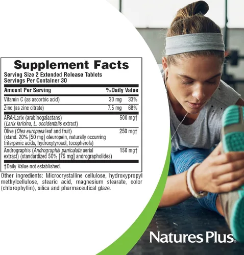 Vista 5 de NaturesPlus Herbal Actives Tri-Immune, liberación prolongada – 60 tabletas – vegetariano, sin gluten – 30 porciones
