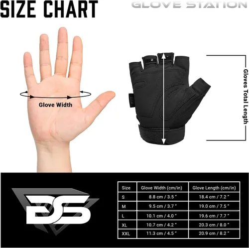 Vista 6 de Glove Station - Guantes tácticos de nudillos sin dedos para hombre - Guantes de motocicleta para tiro táctico, Airsoft, caza, trabajo policial