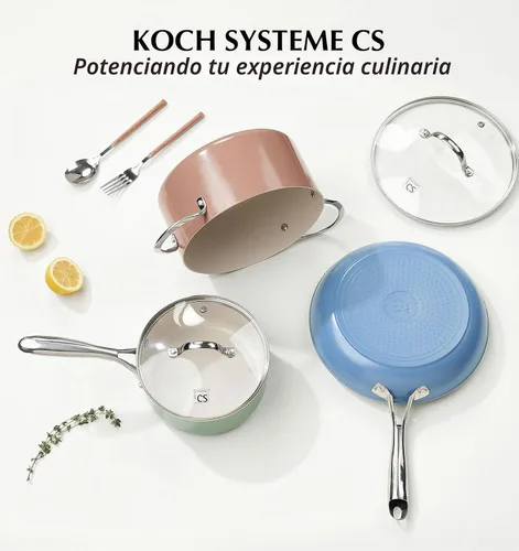 Vista 9 de KOCH SYSTEME CS Sartén antiadherente de 10 pulgadas con tapa, sartén de cerámica antiadherente con mango de acero inoxidable que se mantiene fresco