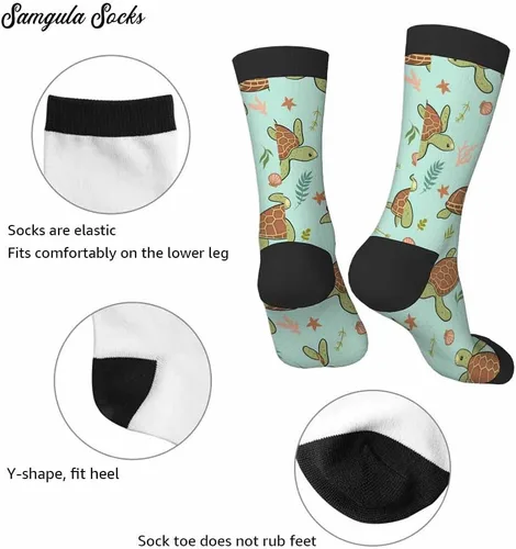 Vista 5 de Samgula Red Striped Crew Socks for Woman Size 6-8 Christmas Tree Moose Snowflake Dots Lines Girls Socks