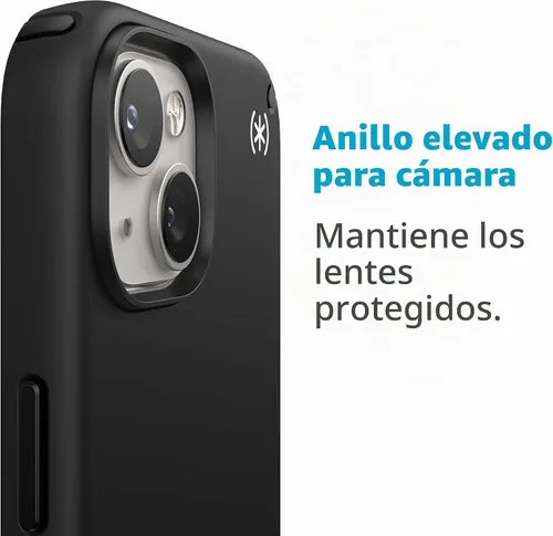 Vista 5 de Speck Presidio2 Pro + MagSafe - Funda para iPhone 14 Plus con revestimiento Microban (negro/negro/blanco)