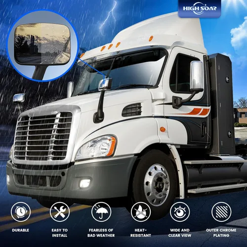 Vista 5 de High Soar Espejo de capó para Freightliner Cascadia 2008-2017, espejo de capó cromado para Freightliner Cascadia semi camiones, accesorios lado