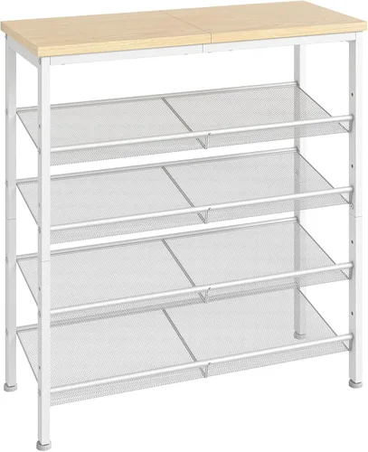 Vista 13 de HOOBRO Zapatero para Entrada, Organizador de Zapatos de 5 Niveles con Estantes de Malla Ajustables, 12-16 Pares de Zapatos, Montaje en Piso