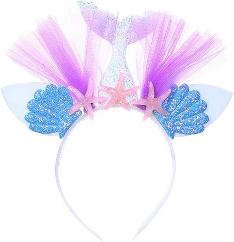 Vista 3 de IZKIZF Disfraz de princesa de sirena para Halloween cosplay para niños fiesta de cumpleaños con diadema