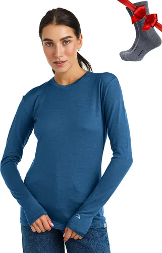 Vista 8 de 100% lana merino capa base mujer - camisa térmica de manga larga con 165 gris carbón