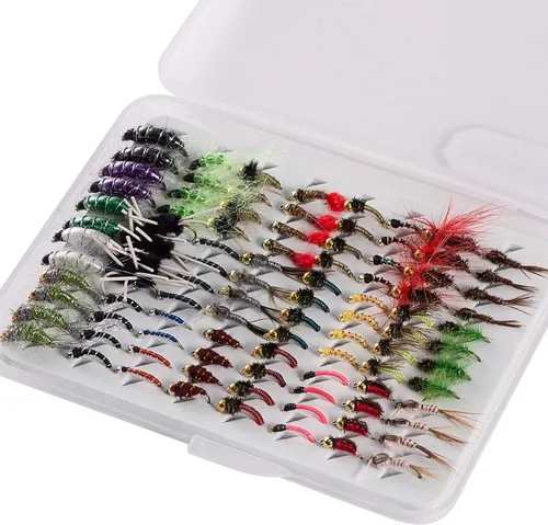 Vista 10 de BASSDASH Fly Fishing Flies Kit Fly Assortment Trout Bass Fishing with Fly Box with Dry/Wet Flies, Nymphs, Streamers, Popper