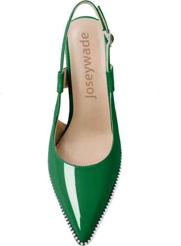 Vista 3 de Joseywade Sandalias de tacón alto con punta puntiaguda para mujer, sandalias de tacón alto con cuentas para fiesta, baile, zapatos de vestir de 4.5