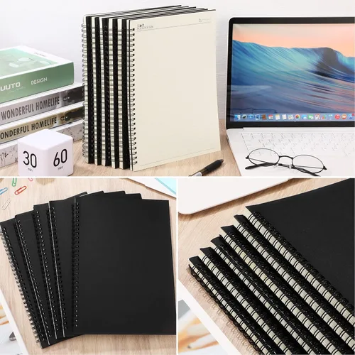Vista 5 de Epakh Paquete de 6 cuadernos en espiral B5 a rayas, 70 hojas, 140 páginas, cuaderno encuadernado con alambre de 10.5 x 7.3 pulgadas, tapa dura, bloc