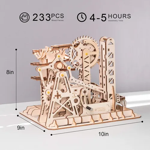 Vista 6 de ROKR Marble Run - Rompecabezas de madera 3D, kits de construcción de modelos para adultos, proyecto educativo, rompecabezas de cerebro, manualidades