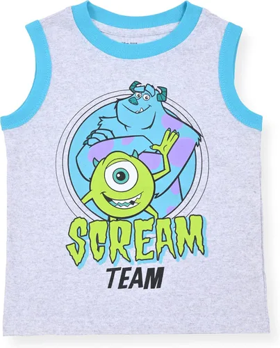 Vista 2 de Disney Monsters Inc Mike Wazowski and James Sullivan - Paquete de 2 camisetas sin mangas para niños pequeños, grisverde