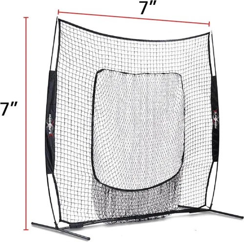 Vista 4 de Web Flex® 7x7 ft Portable Baseball & Softball Batting Practice Screen Net, Durable Nylon & Metal Frame, Protective Batting Net for Pitching &