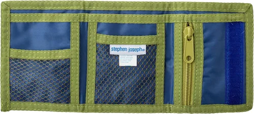 Vista 2 de Stephen Joseph, Billetera unisex para niños y niñas con diseños de apliques, cartera serigrafiada con bolsillo para monedas con cremallera, Tiburón