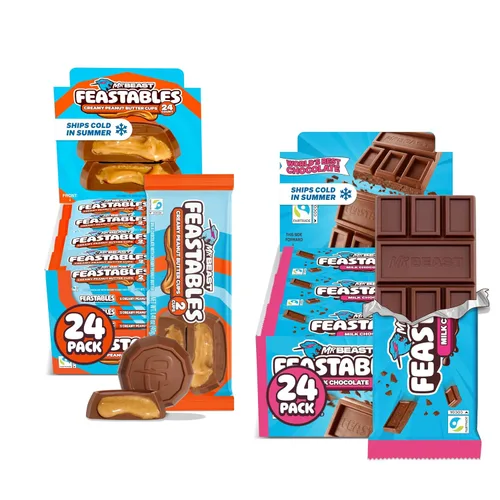 Vista 13 de MrBeast Feastables - Barra de chocolate con leche, tamaño completo, 24