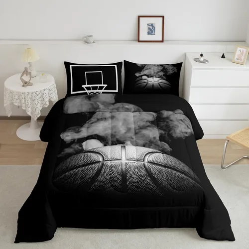 Vista 208 de Juego de ropa de cama de baloncesto para niños y adolescentes, juego de edredón deportivo para niños, tamaño matrimonial, suave, ligero, decoración