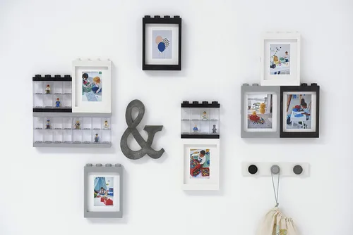 Vista 9 de Room Copenhagen LEGO - Estuche de exhibición de minifiguras apilable, contenedor de almacenamiento para figuras coleccionables, 4 tachuelas, azul