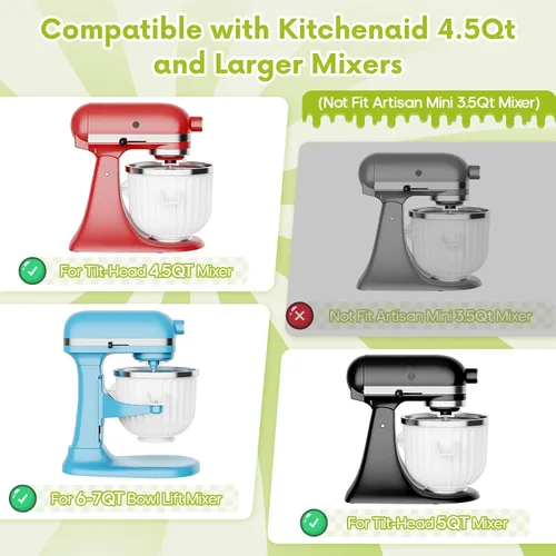 Vista 7 de Accesorio para máquina de helados para batidora de pie KitchenAid, compatible con batidora de pie KitchenAid de 4.5/5 cuartos y más grande, tazón