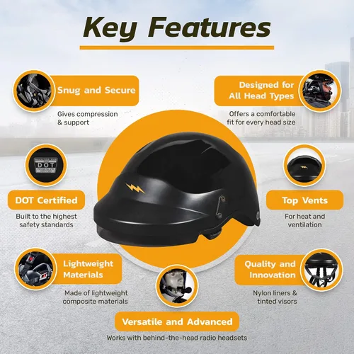 Vista 4 de AMPED Off-Road DOT Certified UTV Open Face Helmet - Lightweight Composite Open Face Helmet for Off-Road Adventures