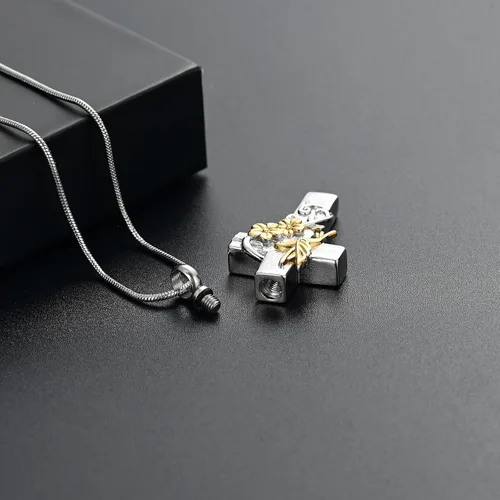 Vista 7 de Cross Hummingbird Urn Necklace for Ashes Flower Ashes Pendant Memorial Necklace Cremation Jewelry Ashes Keepsakes Necklace Gift for Loss of Loved
