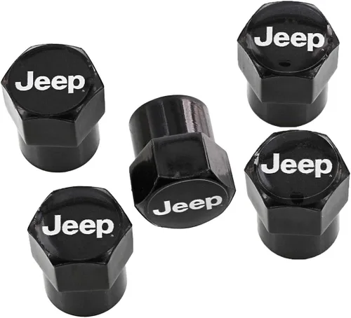 Vista 6 de Jeep Cubiertas de tapa de válvula con acabado negro con logotipo (Negro A)