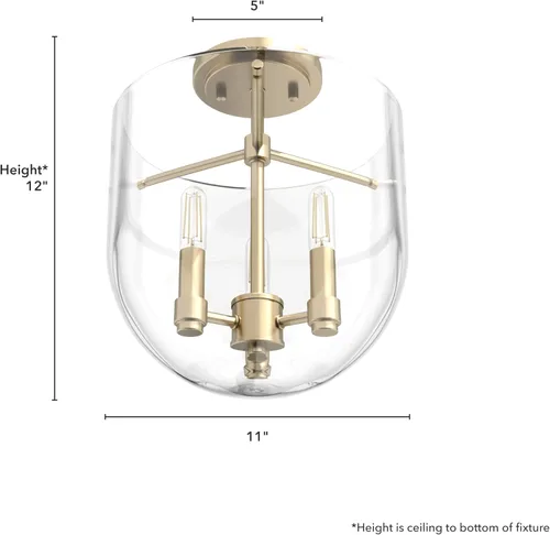Vista 7 de Hunter - Sacha Alturas Gold de 3 luces, luz empotrada de tamaño mediano, regulable, estilo moderno, en forma de urna, para dormitorios, cocinas