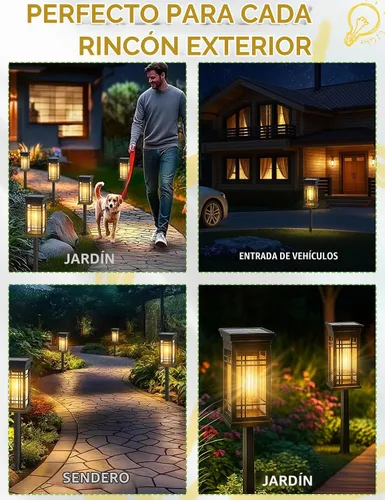 Vista 5 de Luces solares para caminos al aire libre para patio, césped, pasarela
