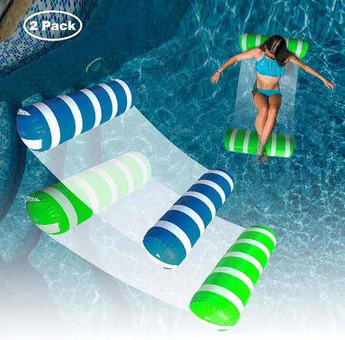 Vista 12 de Flotadores inflables para piscina, hamaca de agua de tamaño adulto, balsas de piscina, sillas flotantes, flotadores de piscina multiusos 4 en 1