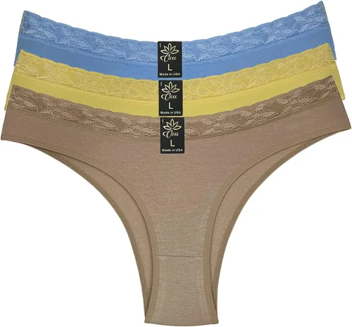 Vista 5 de Bragas de algodón para mujer, cintura de encaje suave, paquete de 3 unidades (S-XXL)
