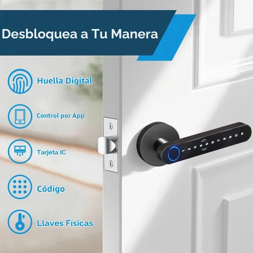 Vista 2 de EIYSIE Cerradura de puerta de huellas dactilares, perilla de puerta inteligente con teclado, manija de bloqueo de puerta de entrada sin llave