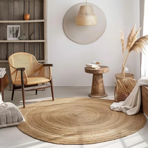 Vista 14 de Super Area Rugs Alfombra de yute – Alfombra reversible de fibra natural – Revestimiento ecológico para suelo de cocina – Puerta tejida a mano